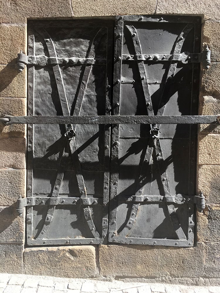 Iron doors with cross iron beams