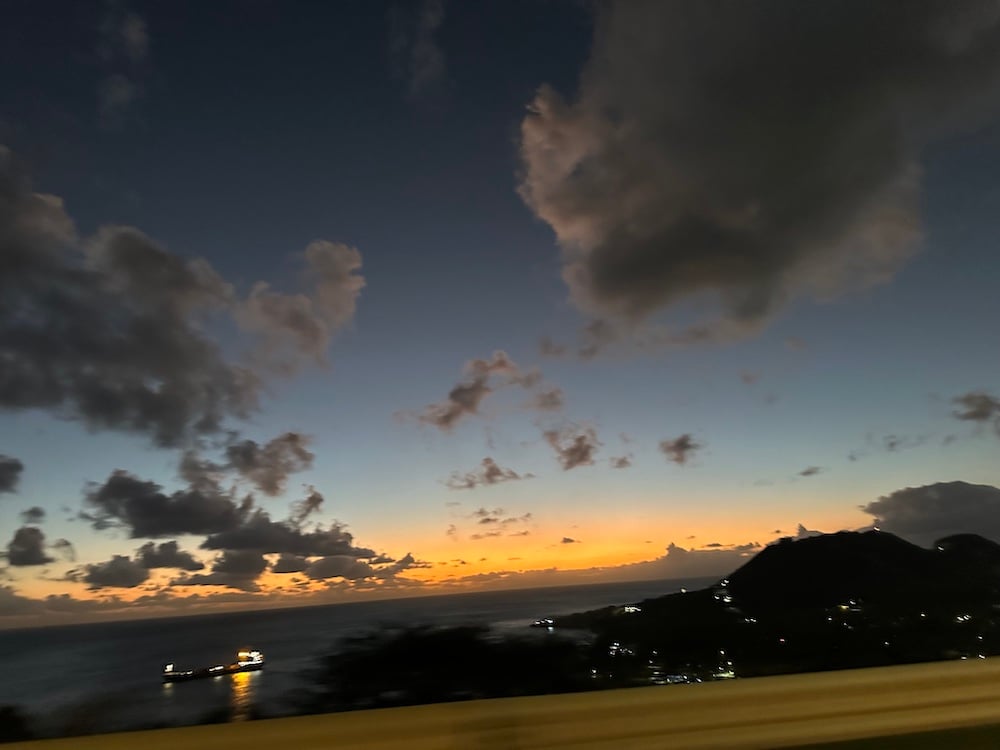 Saint Martin Dusk from the car