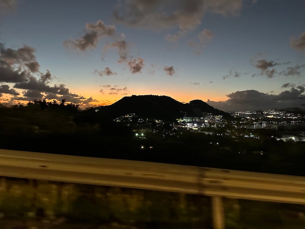 Saint Martin Dusk from the car