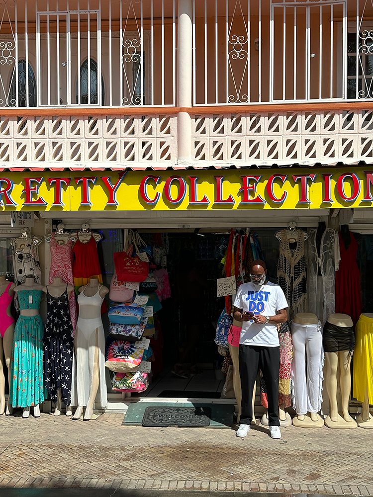 Shop owner waiting for customers